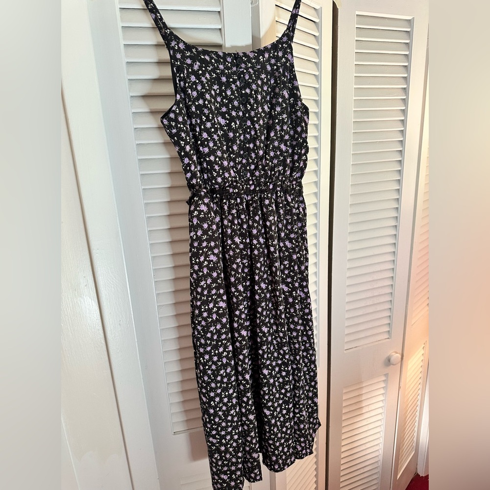 Black and Purple Floral Maxi Dress